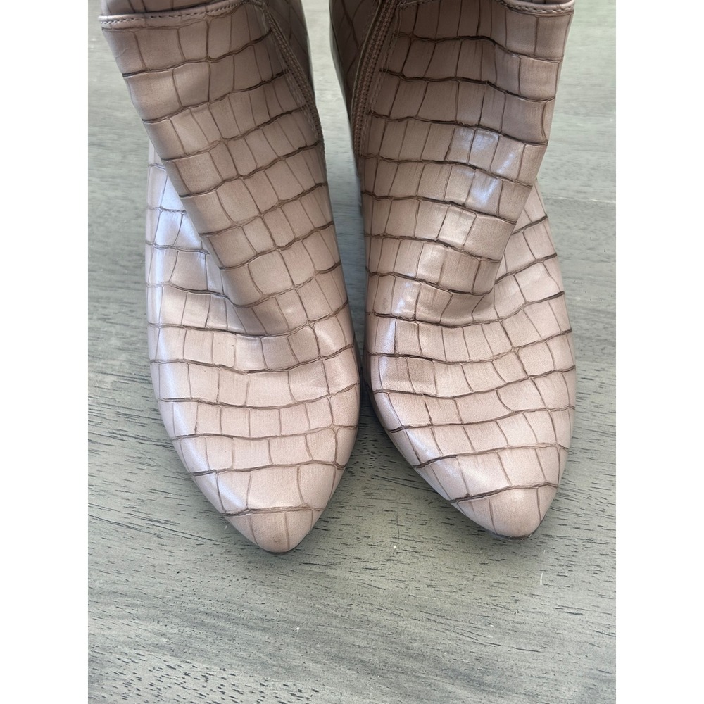 Scoop Nude Pink Croc Embossed Knee High Block Heel Boots WMSP40AM012 Womens 9 - Picture 11 of 13